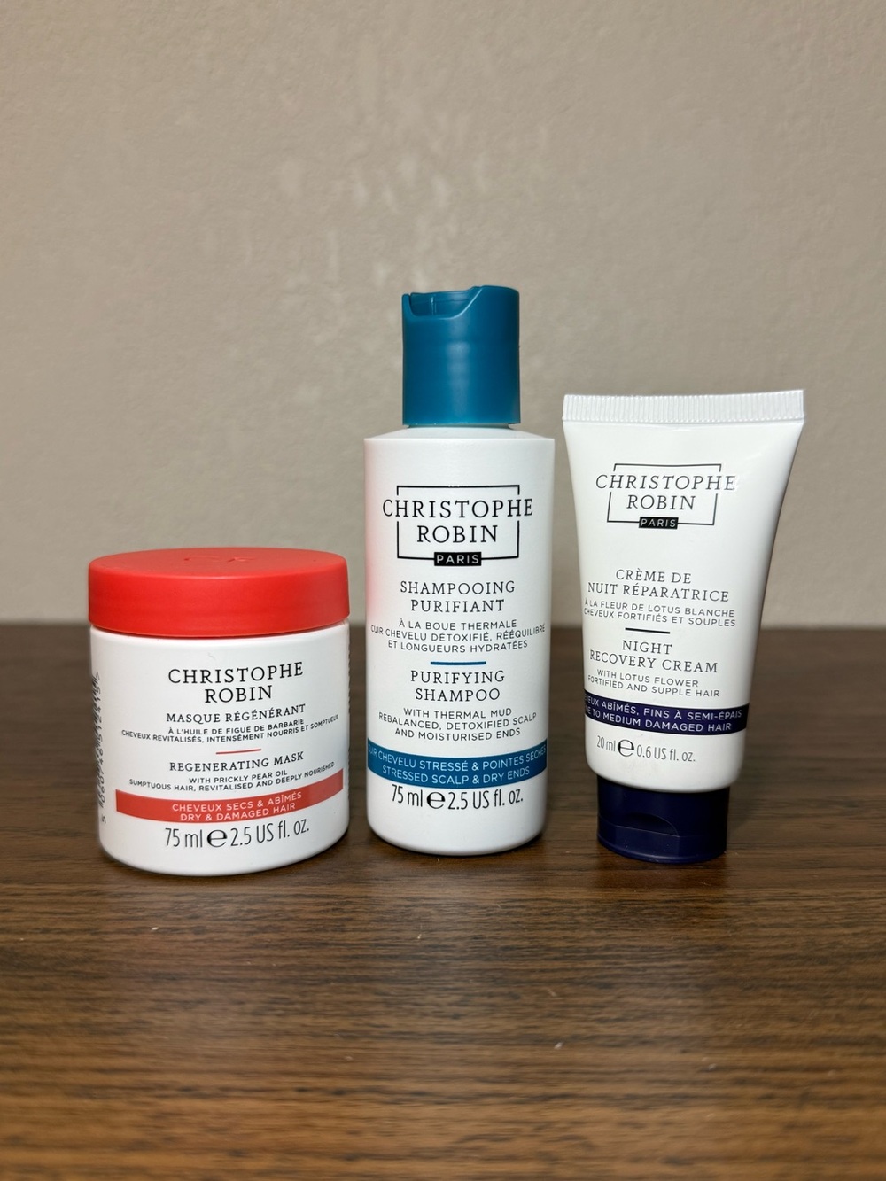 Christophe Robin Travel Size Shampoo, Mask & Recovery Cream Bundle